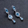wholesale 925 Silver Light Luxury Designer Natural Topaz Earrings, High-End Sense Inlaid with Natural Gemstone Ear Drops-0-1