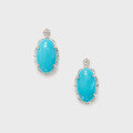 wholesale Metal oval artificial turquoise stud earrings, Yili jewelry manufacturer wholesale summer vintage style-0-0