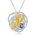 wholesale S925 Sterling Silver Designer High-End Gemstone Pendant Necklace with Naturalistic Design-0-7