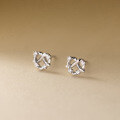 wholesale S925 sterling silver diamond-encrusted pretzel heart earrings, ins design sense temperament earrings M04883-0-2