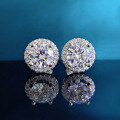 wholesale Metal material first: ZHUOZHFAN Jewelry New Classic Round Full Diamond Stud Earrings Inlaid with Ultra-Sparkling Zirconia for Women, Noble and Elegant-0-3
