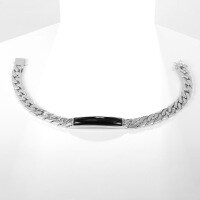 wholesale 925 Sterling Silver Inlaid Gemstone Bracelet with Direct Supply 7*40mm Black Onyx Beads, Unisex Neutral Hip-Hop Style-7.5 inches (19.05 cm)