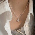 wholesale S925 Sterling Silver Korean Version Love Heart Pendant Necklace for Women, Small and Chic, Minimalist and Stylish Collarbone Chain-0-1