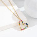 wholesale S925 Sterling Silver Light Luxury Heart-shaped Necklace for Women, Colored Zircon Pendant Collarbone Chain, New Temu Accessory-0-2