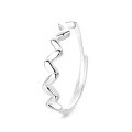 wholesale S925 Sterling Silver Fashion OL Minimalist Wave Geometric Pattern High-Polish Design Versatile Open Adjustable Ring for Women-0-5