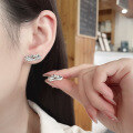 wholesale S990 Silver Vintage Retro Creative-Edge Red Crystal Accented Minimalist Fresh Forest Style Stud Earrings-0-3