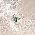 wholesale S925 Sterling Silver New 2ct Cultivated Emerald 6*8 Ring for Women Vintage and Versatile-0-2