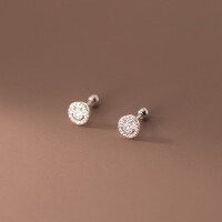 wholesale S925 silver diamond-encrusted hollow smile bead earrings, Korean-style small fresh smile ear accessories M00504-S925 silver pair>925 silver