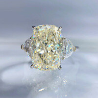 wholesale S925 sterling silver 9*13 white G color pigeon egg high-carbon diamond ring, fashionable minimalist ring band-R437 White G>8