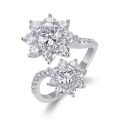 wholesale Exaggerated Open Ring in Alloy with Moissanite, Light Luxury High-End Feel, Bestselling in Europe and America, Niche Design for Women, Non-Fading-0-1