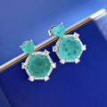 wholesale S925 Sterling Silver New8*8 Earrings for Women Simulated Paraiba Color Earrings-0-1