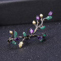 wholesale S925 Silver Vintage Botanical Nature-Inspired Designer Adjustable Double-Finger Ring with Natural Colored Gemstones-0-1