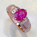 wholesale S925 Silver New Natural Pink Shell Ruby Red Ring for Women, Simple and Fashionable European Style-0-1