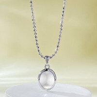 wholesale S925 Sterling Silver Minimalist 8*10 Maw Sit Sit Pendant Necklace, Versatile for Daily Commute, Wholesale from Manufacturer-N391 White>925 Silver