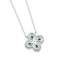 wholesale 925 Silver Iridescent Pendant with Chain Cultivated Emerald Silver Jewelry Necklace Luxe and Sophisticated-0-3