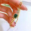 wholesale Metal Material, Mu Jing Jewelry New Simulated Emerald 6*8 Bracelet Simple Fashion Sense High-End Sense 1 Carat Bracelet for Women-0-3