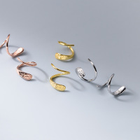 wholesale S925 silver earrings for women, Korean-Japanese style, simple and fashionable, elegant line spiral, sweet and cute earrings G1901-s925 silver pair rose gold>925 silver