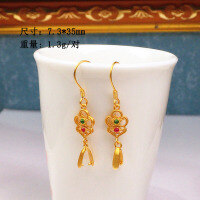 wholesale S925 gold-plated semi-finished ear hooks, ear hoops, clips, and clasps for DIY high-end vintage earrings with southern red agate, turquoise, and jasper-Auspicious Cloud Style-Ear Hook Clip