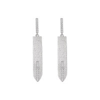 wholesale S925 Sterling Silver ER Frosted Sword Body Ear Studs Women Aloof Style Small Original Ins High-End Elegance Diamond Inlaid Silver Earrings-Platinum [with sterling silver ear plugs]