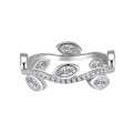 wholesale New Design Leaf Full Diamond Ring, Fashionable and Versatile Small Stacking Ring, in Metal Material-0-4