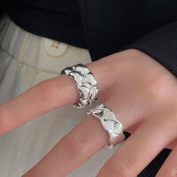 wholesale S925 Sterling Silver Unique Heavy Workmanship Heart Ring for Women, Korean New Style Trendy Versatile High-end Sense Adjustable Ring-Heart model (full sterling silver + open)