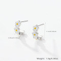 wholesale S925 Silver Cross-Border Hot-Sell Egg Yolk Small Flower Minimalist Fresh and Sweet Children's Stud Earrings and Ring Set-0-5