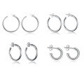 wholesale 925 Sterling Silver Round Hoop Earrings, Minimalist Circle Ear Wires, Ins Light Luxury Advanced Feel Large Hoop Pure Silver Earrings Wholesale Women's-0-4