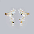 wholesale Gold Plated 925 Sterling Metal Material Natural Shell 3D Flower Ear Clips for Non-Pierced Ears Factory Direct Wholesale-0-3