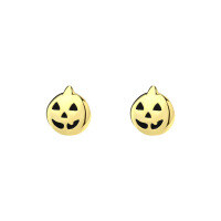 wholesale S925 Sterling Silver Halloween Pumpkin Head Stud Earrings, Wholesale-E3658-Gold 925 Silver