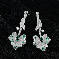 wholesale 925 Silver Amazon Live Same Style 4*6mm Muzo Green Cultivated Emerald Flower Shape 08ct-Muzo Cultivated Emerald【E3476】 Main Stone 4*6