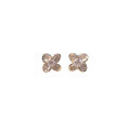 wholesale S925 Sterling Silver Fashion Four-Leaf Flower Stud Earrings for Women, Small and Minimalist Design, Luxury High-End Zircon Earrings-0-4