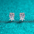 S925 Silver Four-Prong Marquise Moissanite Stud Earrings, Simple Cute Daily Wear-0-4