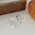 wholesale S925 Sterling Silver Small Love Earrings for Women, Trendy Korean-style Hollow Heart Studs-0-4