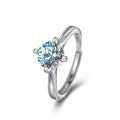 PT950-Plated S925 Silver 1ct Moissanite Geometric Ring, Stock Ready for Drop Shipping-0-3