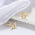 wholesale S925 Sterling Silver, 14K Gold Butterfly Stud Earrings with Zircon, Wholesale from Manufacturer-0-2