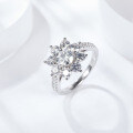 18k Gold Plated 925 Silver 1ct Moissanite Round Sunflower Series Wedding Ring-0-2