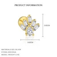wholesale S925 Sterling Silver Wholesale-E4757-Gold/Single 925 Silver