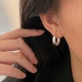 wholesale S925 Sterling Silver Hand-Hammered Irregular Hoop Earrings for Women, Unique Design, Minimalist, High-End Ear Cuffs, New Collection-0-0