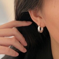 wholesale S925 Sterling Silver Hand-Hammered Irregular Hoop Earrings for Women, Unique Design, Minimalist, High-End Ear Cuffs, New Collection-Sterling silver