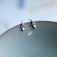 wholesale 9K Gold Korean Wholesale Department Moon and Star Zircon Earrings Japanese and Korean Style-9K per piece