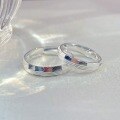wholesale 9999 Pure Silver Couple Ring, Minimalist Design, High-End Sterling Silver Luxury Matching Ring Set for Valentine's Day Gift for Girlfriend-0-7