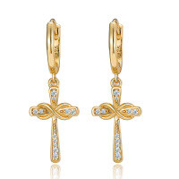 wholesale S925 Sterling Silver Moissanite Cross Ear Studs Infinity Symbol Fashion Trendy Minimalist Versatile Earrings-C Gold>925 Silver