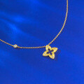 wholesale S925 Silver Gold Four-Leaf Clover Necklace with Gold Edging and Diamond Inlay, Cross-Border Edition for Xiaohongshu Live-0-3