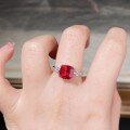 wholesale 925 Sterling Silver 3ct Pigeon Blood Red Square Ruby Women's Ring Direct from Manufacturer-0-4