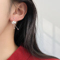 wholesale S925 Sterling Silver Fresh and Sweet Ins Style Niche Design Lotus Tassel Threaded Ear Hook M06463-0-1