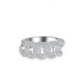 S925 Silver Moissanite Double Row Crossover Cuban Ring-0-0