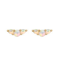 wholesale S925 Sterling Silver Cross-border Piercing Helix Ear Stud Ins Advanced Sense Colored Zircon Flat Back Ear Pin Women-Opal Gold—Short (1.0*6m)—Single