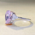 wholesale S925 Sterling Silver New 8*12mm Imported High Carbon Diamond Radiant Cut Teardrop Pink Diamond Ring for Women-0-1