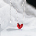 wholesale S925 Silver Fresh Sweet Ins Style Niche Design Exquisite Resin Red Heart Necklace Y02177-0-1