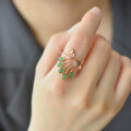 wholesale Sterling Silver with Certificate, New Chinese Style Palace Vintage Gold Phoenix Inlaid Jade Openable Women's Ring, Hetian Jasper Ring-0-7
